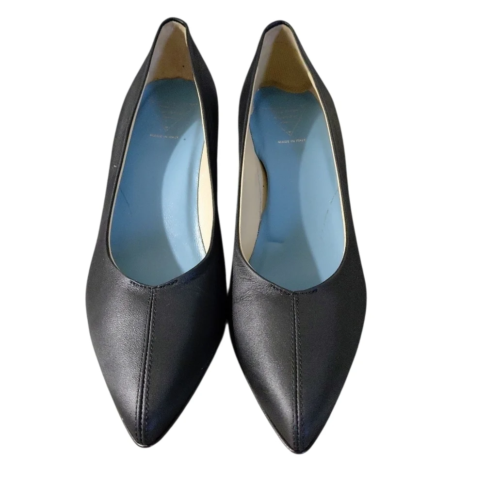 Valentina Rangoni Navy Leather Pump Blue Pointed Toe Heels Size 8.5
